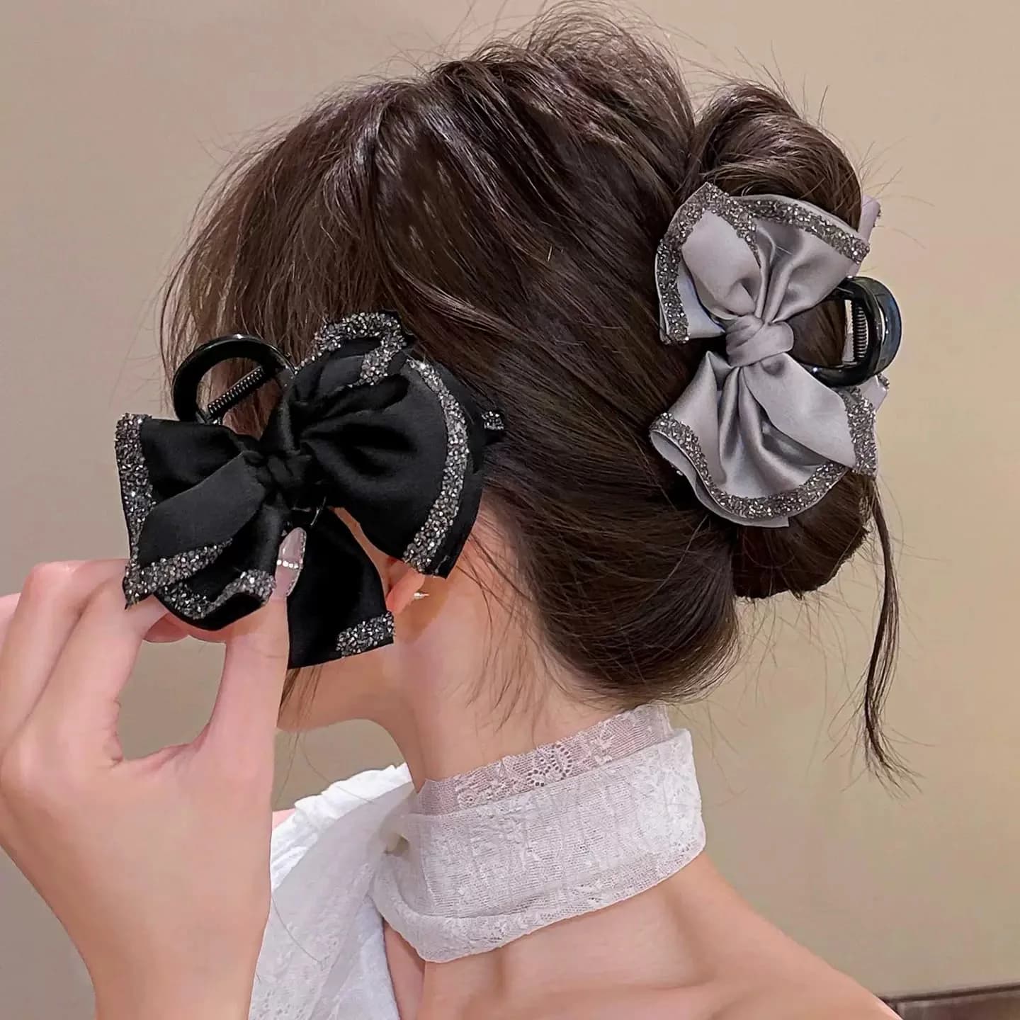 AWAYTR Artigli per capelli con fiocco Clip Fermagli per capelli con artiglio di squalo grande Mollette per capelli con fiocco solido per coda di cavallo Accessori per capelli da donna
