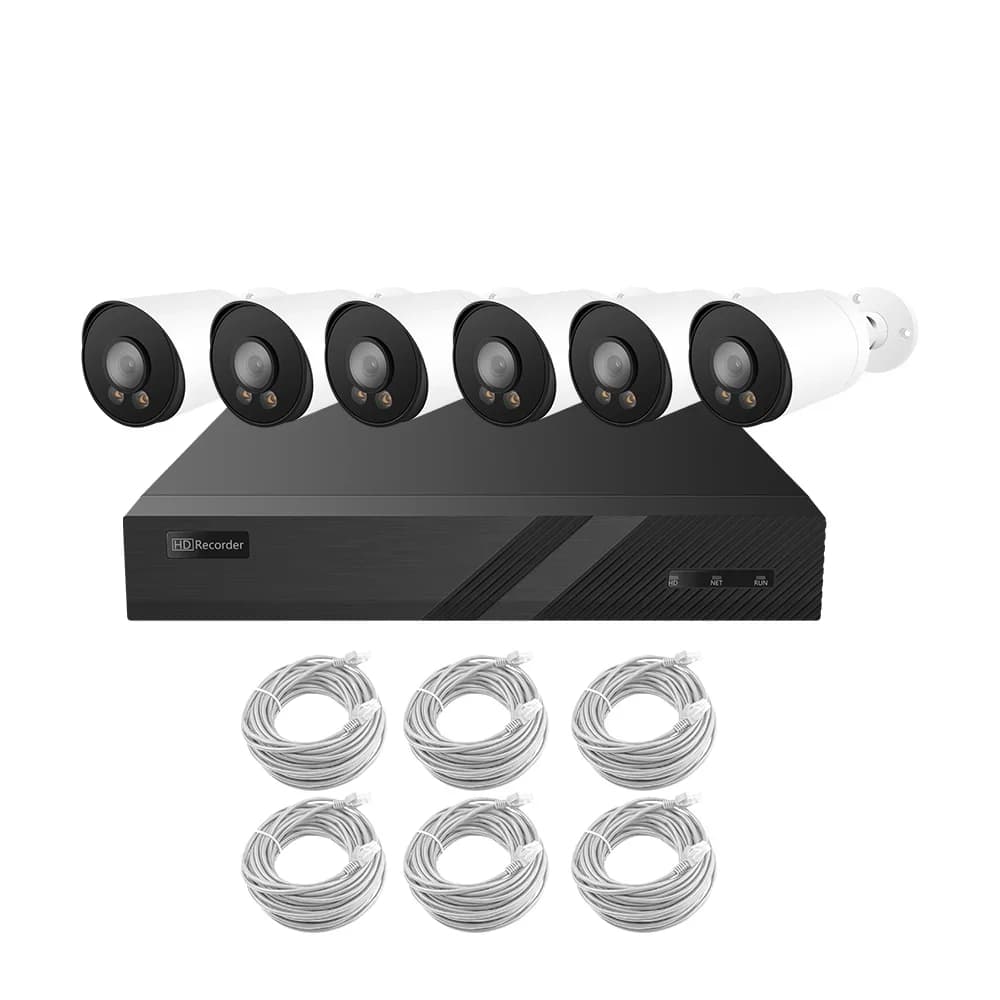 Kit POE 8 Canali 2026 con 6 Telecamere Bullet da Esterno 4MP, Controllo Remoto P2P tramite APP, Impermeabile IP67, Audio e Microfono, per Sicurezza Domestica