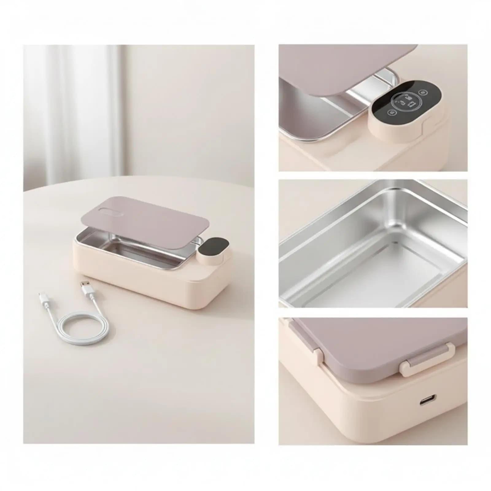 Lunch Box with Stainless Steel Liner Insulated Portable Food Warmer Self-Heating