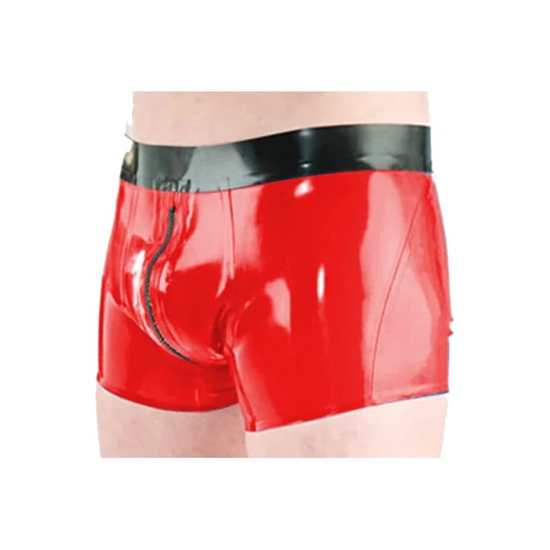 Intimo boxer da uomo in lattice 100% gomma con vita nera e pantaloncini con cerniera taglia S-XXL