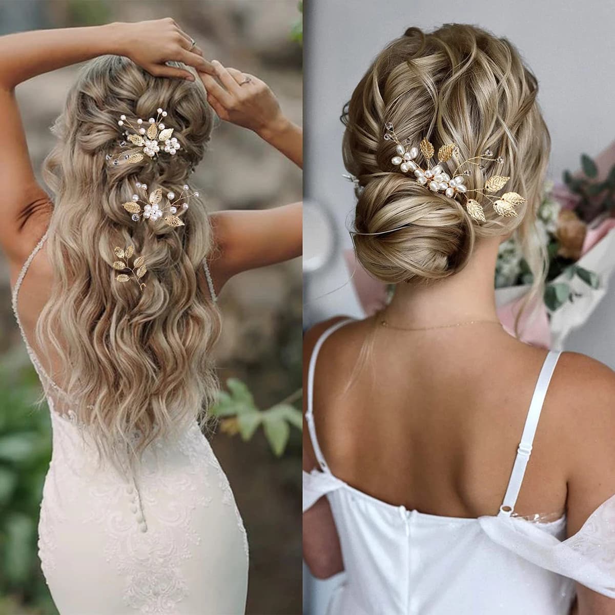 4 pieces set of hairpins for flowers side combs for weddings diadems shaped leaf clashes for wedding hair jewelry fashion headdress for wedding party