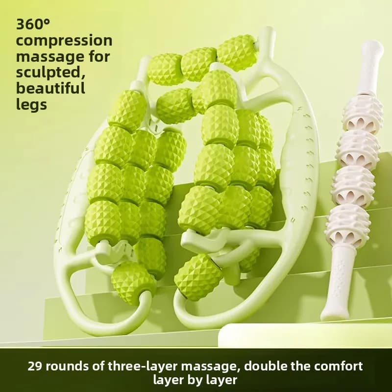 Ring-shaped leg massager with clip, to burn the fat of the legs, relaxation of small and large calves, foam roller for stretching.