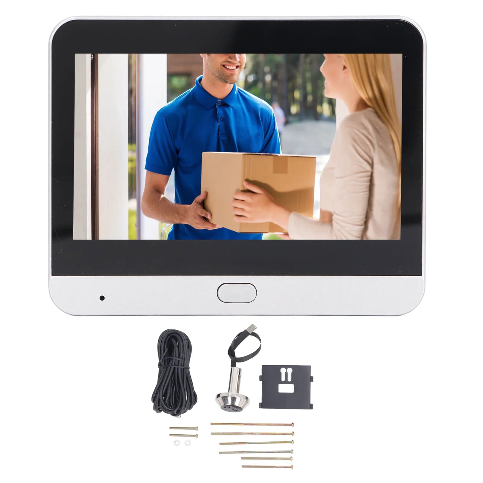 Smart Video Door Peephole 4.3in 1080P Wireless 2 Way Intercom PIR Motion Detection Rechargeable WiFi Door Peephole Camera