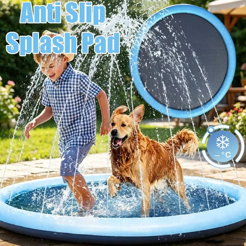 Summer Pet Swimming Pool Inflatable Water Sprinkler Pad Anti Slip Play Cooling Mat Outdoor Interactive Fountain Toy for Dogs