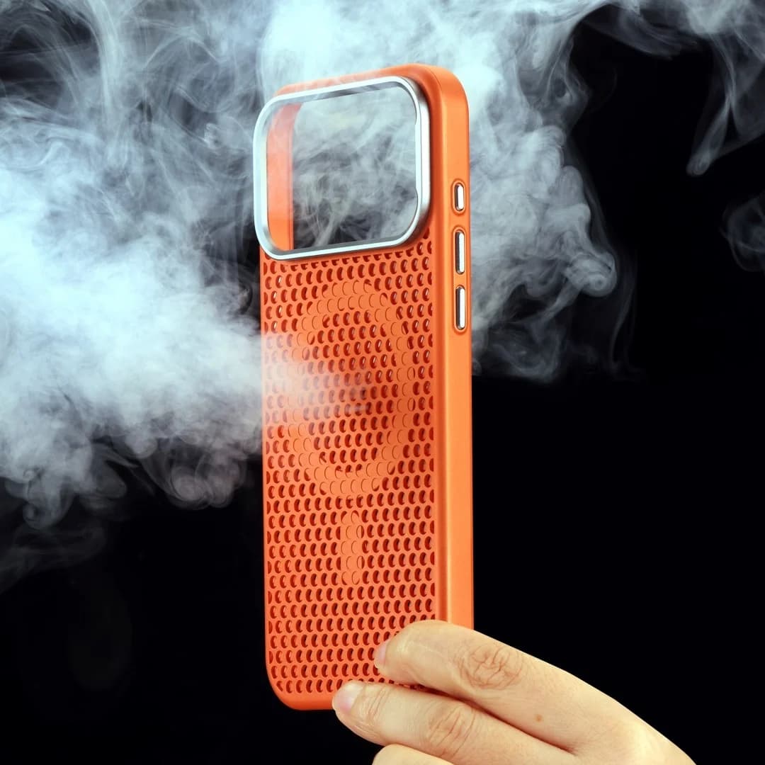 Custodia Magnetica Traspirante a Griglia per Dissipazione del Calore per iPhone 17 16 15 14 13 12 Pro Max con Ricarica Wireless e Copertura Pulsanti in Metallo