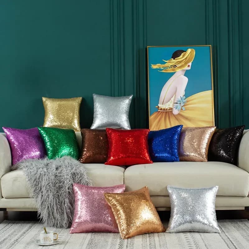 Fodera per cuscino sfumata in tinta unita con paillettes Moda Capodanno Natale Fodera per cuscino per divano Fodera per cuscino lombare per ufficio