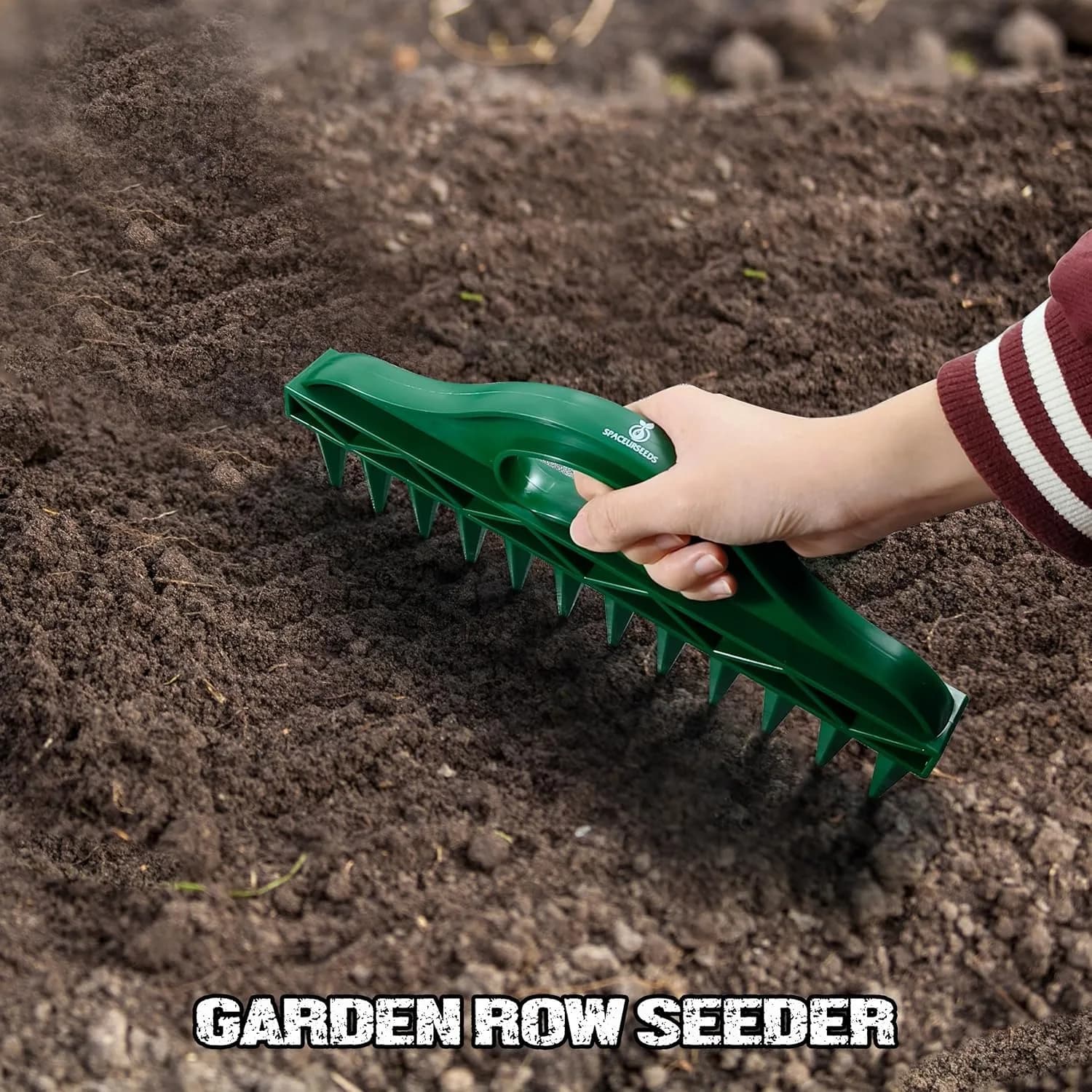 Handheld Seed Spreader Tool – Precision Row Seeder for Vegetables, Flowers & Herbs – Durable & Ergonomic Plastic Planter for Even Spacing