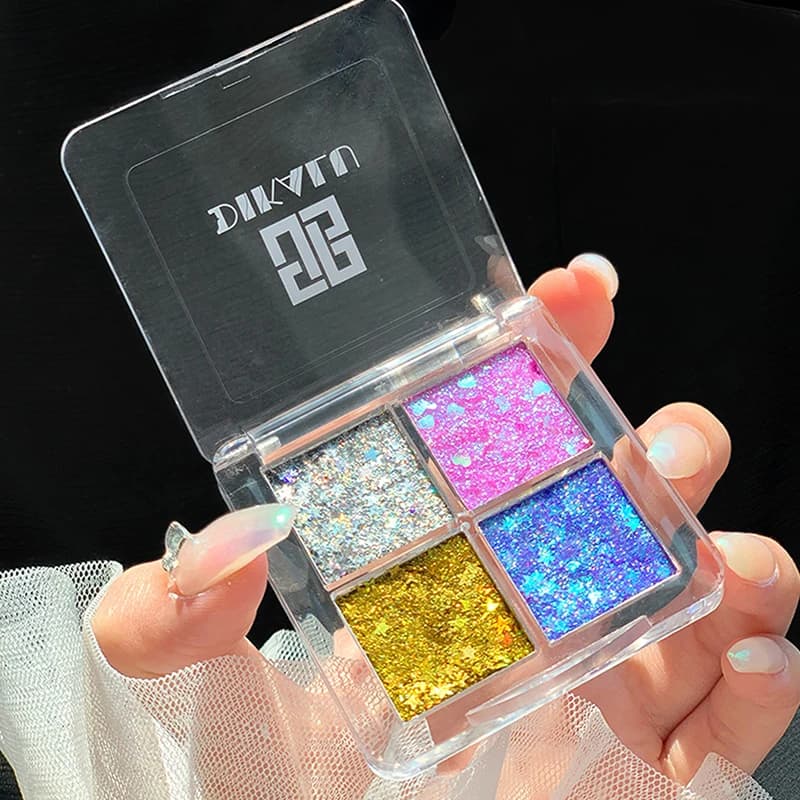 1 color DIKALU glittered shade palette - pumpkin and cherry hues, blue/gold/yellow for cosplay makeup and parties