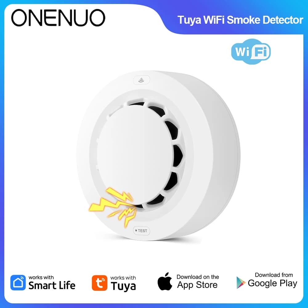 Rilevatore di Fumo WiFi ONENUO Tuya con Sensore Fotoelettrico, Allarme Antincendio per Casa e Cucina, Compatibile con App Smart Life, Sistema di Sicurezza Domestica