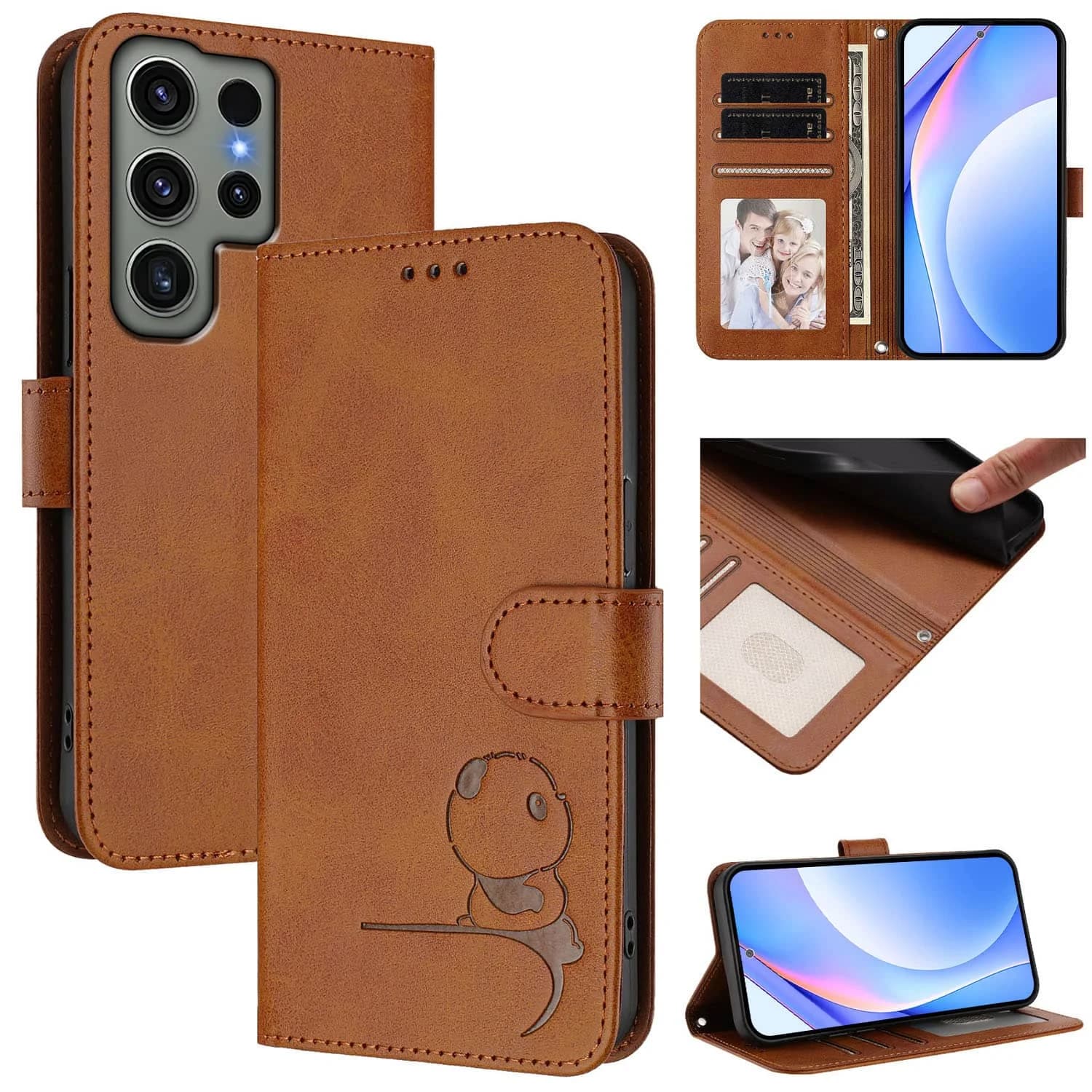 Custodia a portafoglio con blocco RFID e design Panda per Samsung Galaxy S23 S22 S21 S20 Ultra S10 S9 S8 Plus S7 S6 Edge