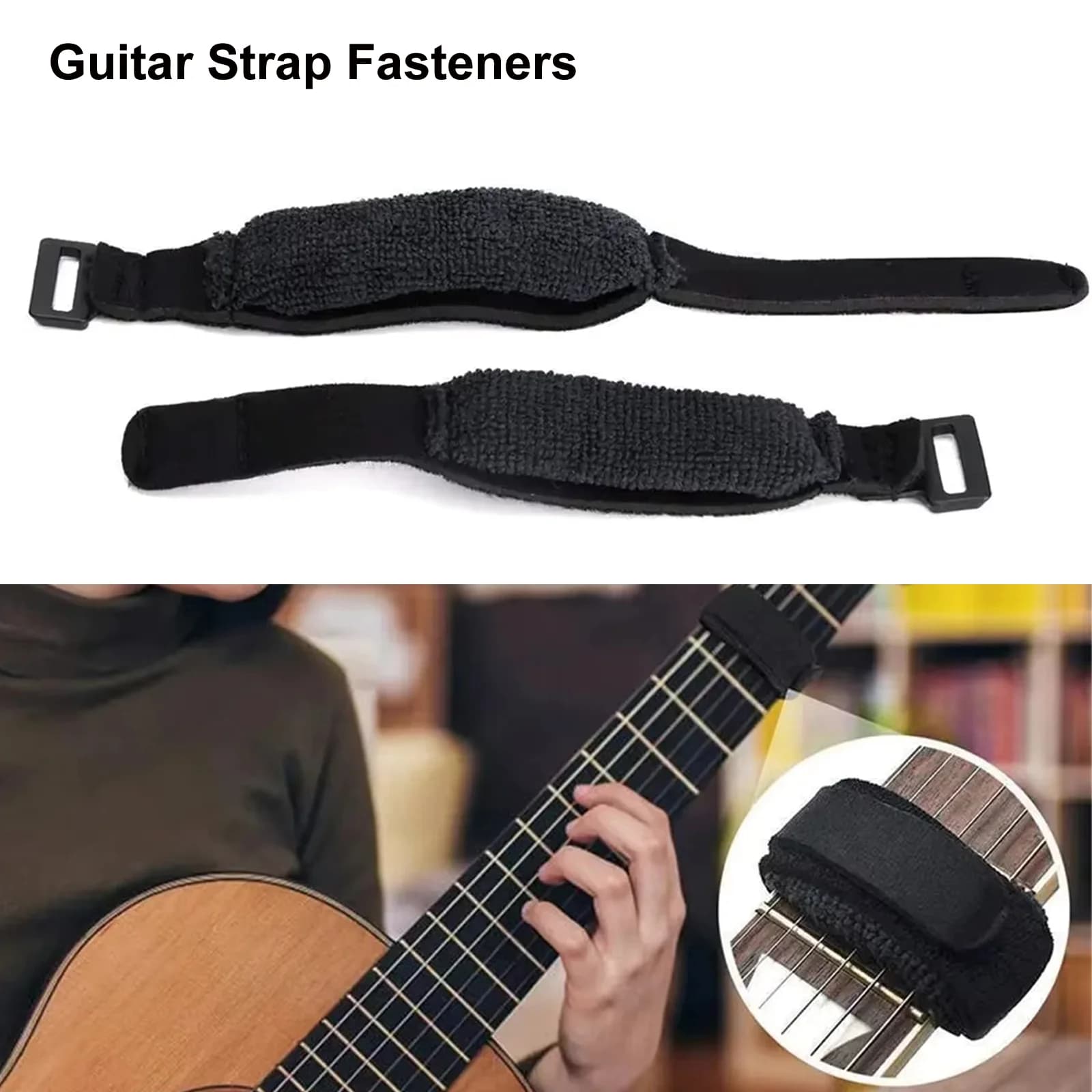 Ammortizzatore muto per corde per chitarra Miwayer - Silenziatore antirumore riutilizzabile nero per chitarra basso Ukulele