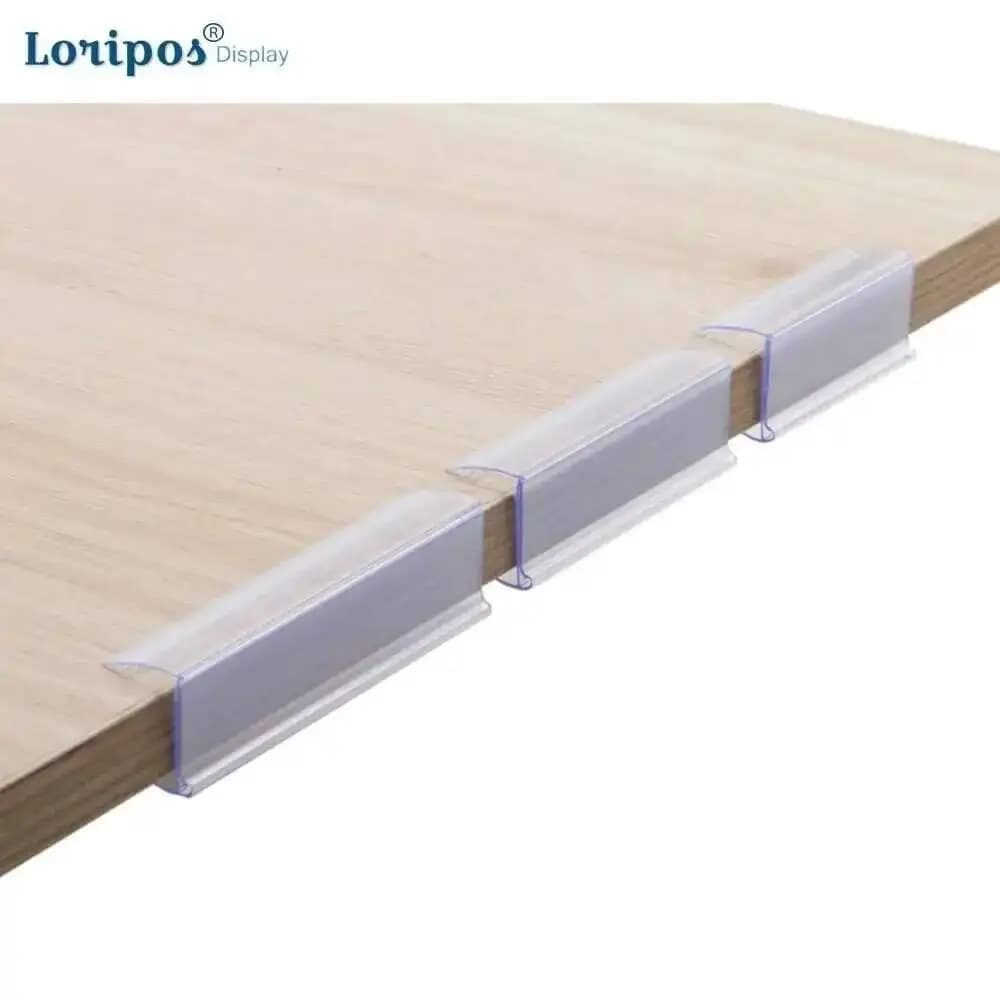 10 Pezzi Porta Etichette in Legno per Scaffali, Segnaprezzo da Libreria, Clip per Cartellini, Porta Cartellini per Negozi, Striscia Trasparente per Dati