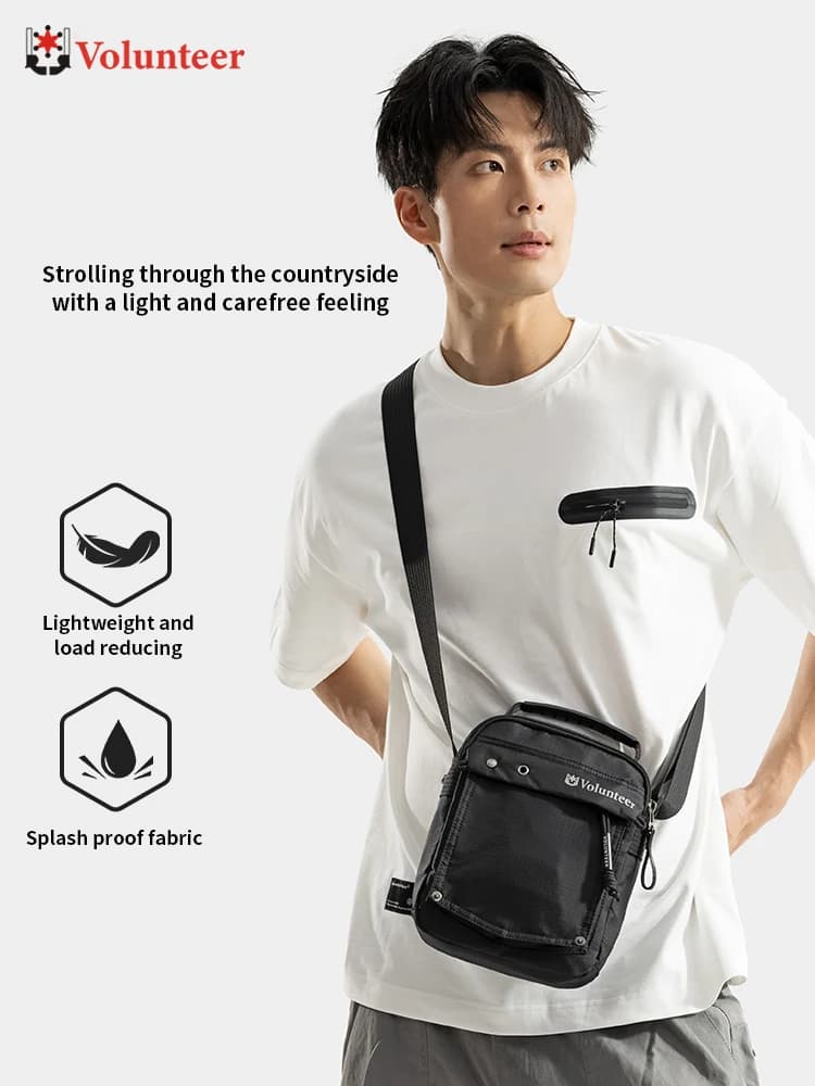 VOLUNTEER 3L Borsa a tracolla da uomo casual impermeabile in tessuto Oxford per telefono, nuova collezione 2026, piccola borsa a tracolla da pendolare uomo 1886-07