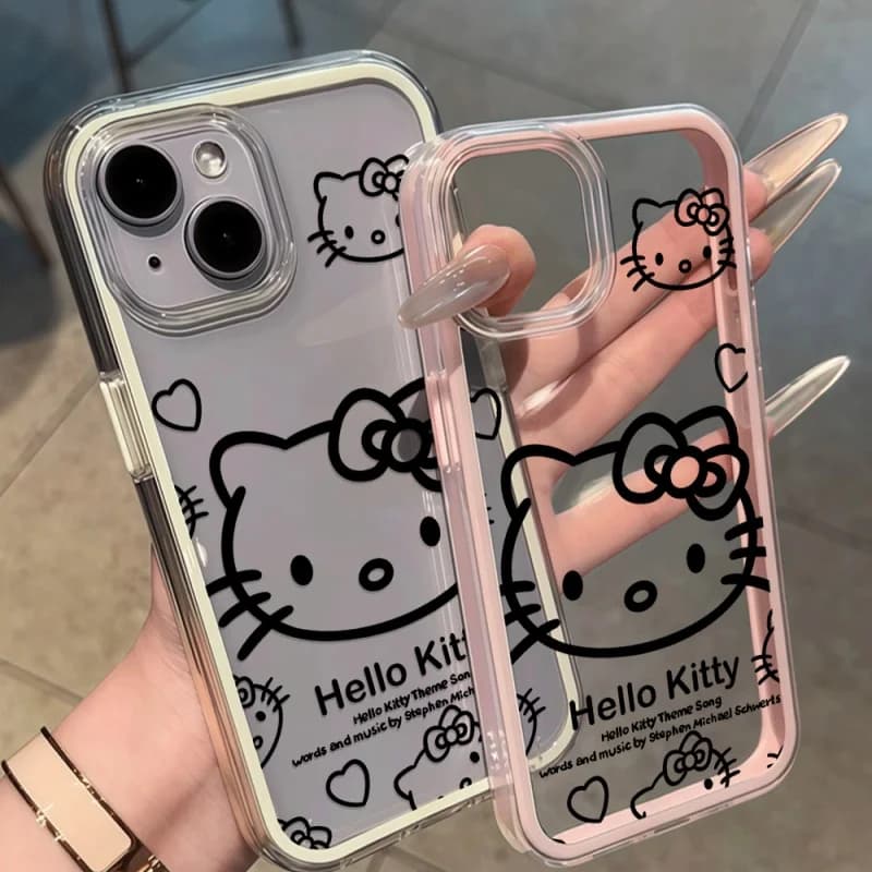 Custodia Trasparente Antiurto Sweet HelloKitty Candy Color Frame per iPhone 17 Air 16 15 14 13 12 Pro Max 11 16 Plus