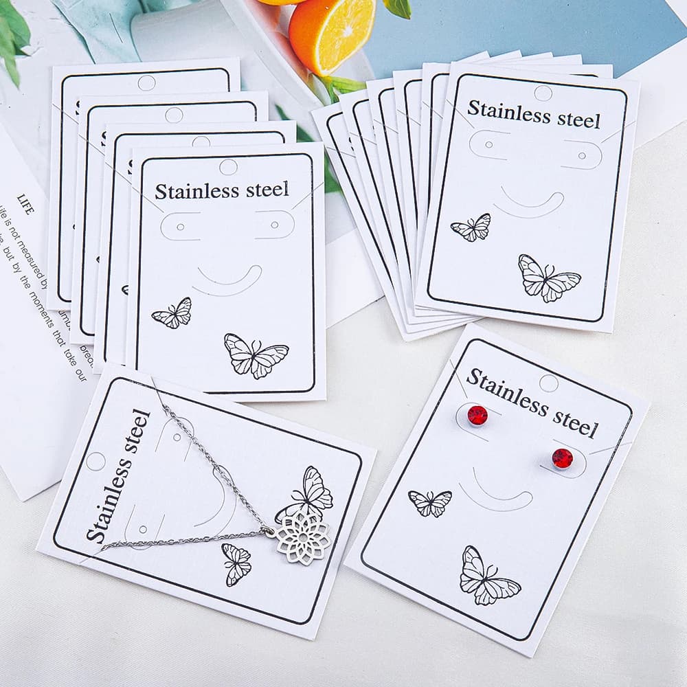 30 pz 6x8.5cm orecchini collana imballaggio carta gioielli Display titolare per le donne gioielli fai da te prezzo al dettaglio etichetta di carta farfalla