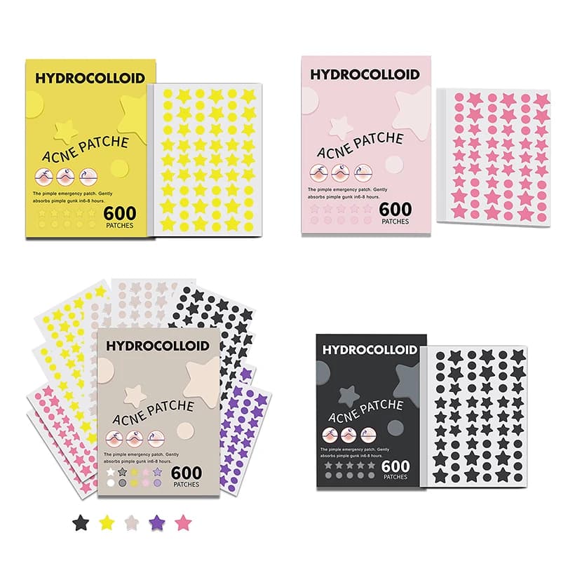 Set da 600 Pezzi di Cerotti per Brufoli a Forma di Stella, Adesivi Colorati Invisibili per la Rimozione dell'Acne, Strumenti di Bellezza per il Viso