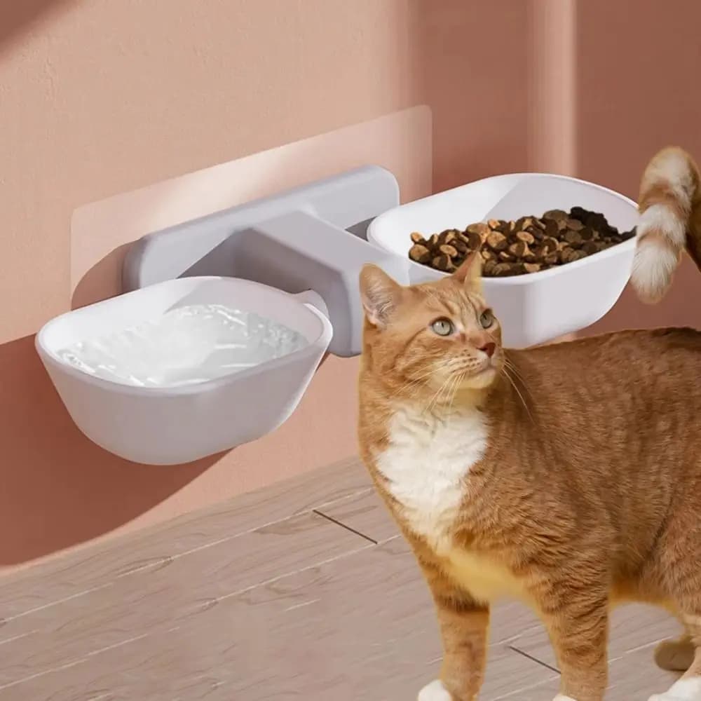 Ciotola per Alimentazione Animali Domestici, Contenitore per Cibo Gatti Regolabile in Altezza, Doppia Ciotola Staccabile, Alimentatore Rialzato per Animali, Accessori per Animali