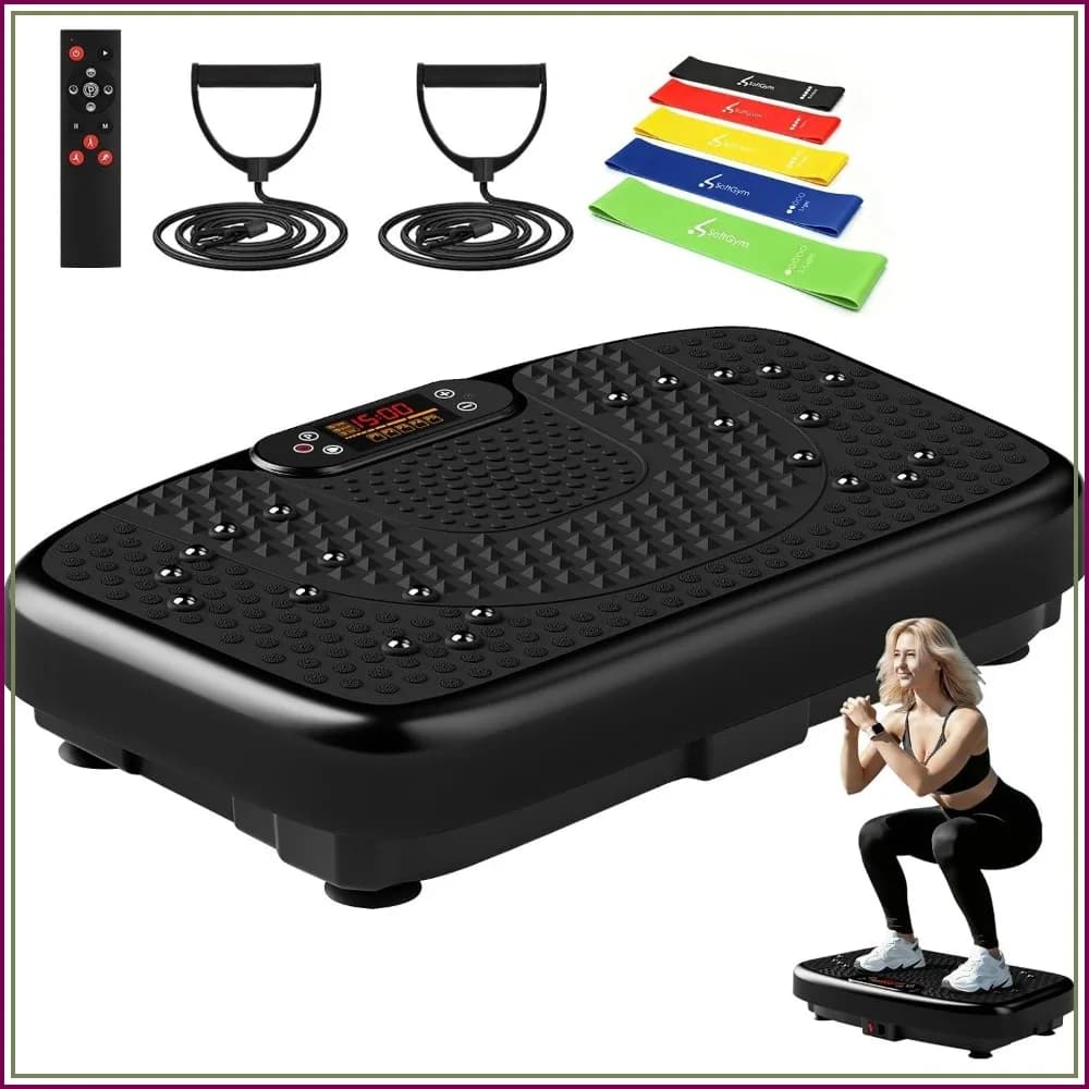 Vibration Plate Exercise Machine for Lymphatic Drainage Weight Loss, 120 Speed Levels, Full-Body Workout Equipment with Resistance Bands