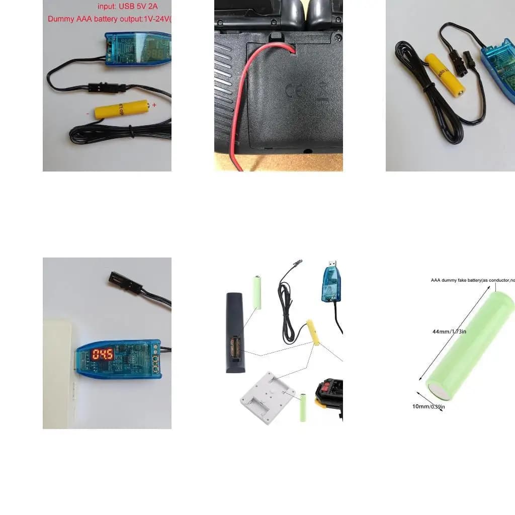 Y1UB Reuse USB to 1V-24V AAA Dummy Battery Power Supply Cable with Voltmeter AAA Battery Replace 1-8pcs Batteries