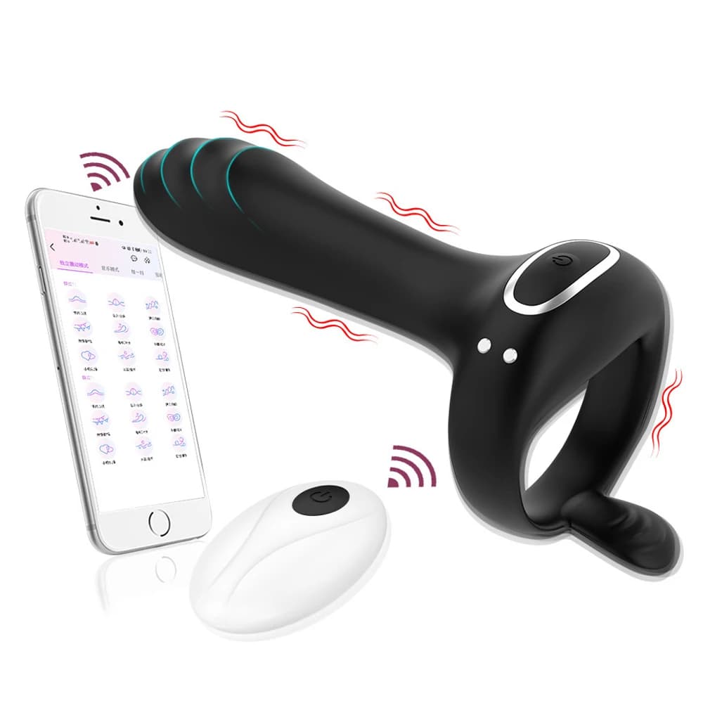 Vibratore del punto G del pene a distanza per gli uomini Anello del rubinetto di controllo senza fili Eiaculazione di ritardo Maschio Potente massaggio della prostata Giocattoli del sesso per adulti