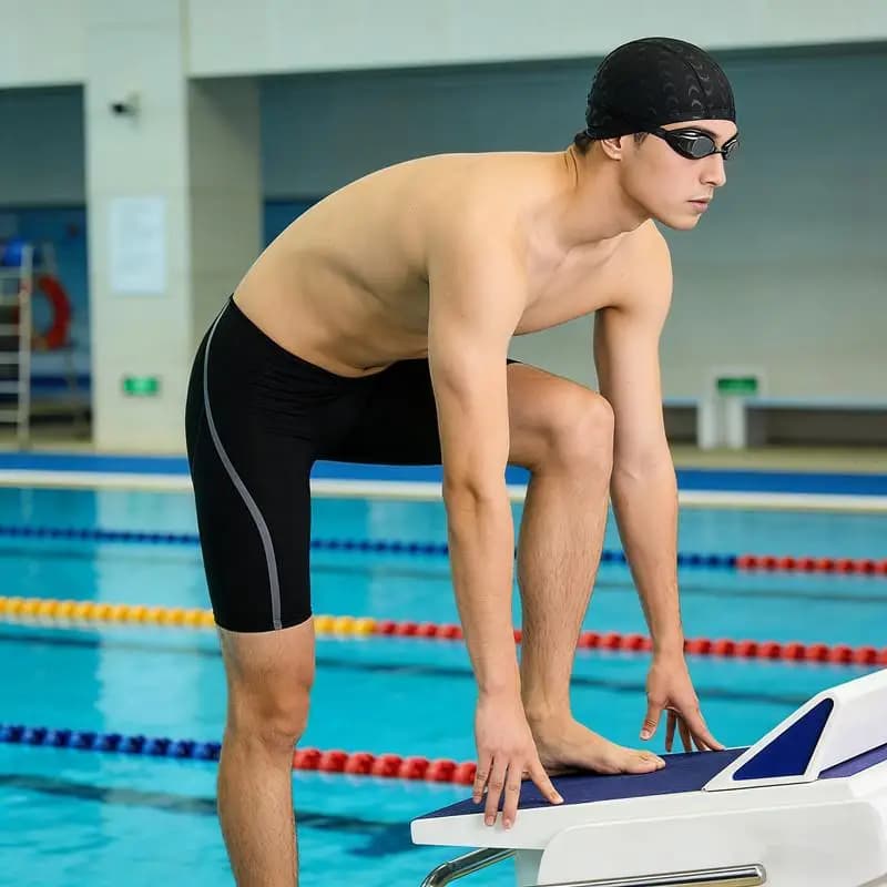 1 nylon waterproof swim cap - Elastic ear protection for men and women, essential accessory for family swimming training