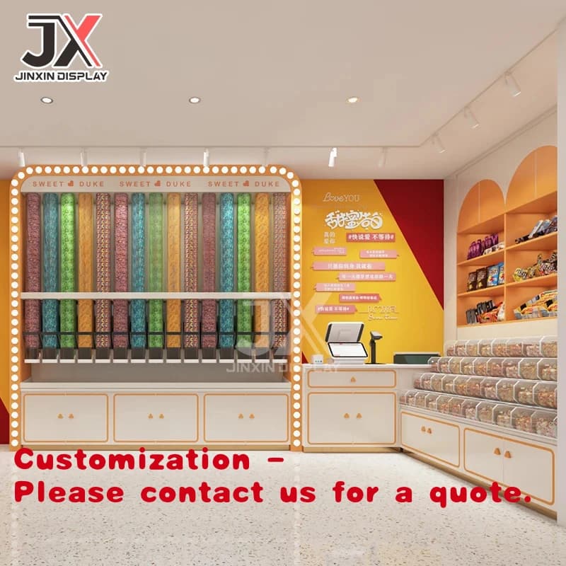 Espositore da banco personalizzabile con LED, rettangolare, per negozi, ideale per caramelle, frutta secca, cioccolato e snack