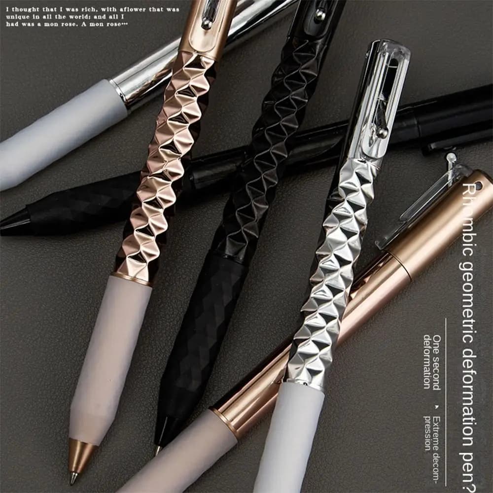 1 pz metallo deformazione geometrica penna neutra Intersting forma cambia penna Gel strumenti di scrittura per studenti penna anamorfica regalo creativo