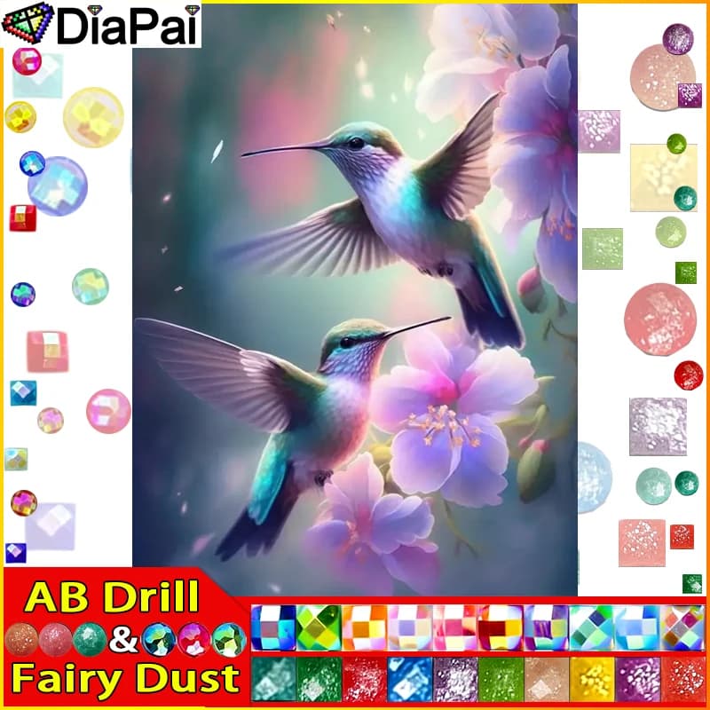 DiaPai Fairy Dust AB Full diamond Painting "Animal Bird Flower" Resin Drill Embroidery 5D Diy Diamond Painting Handmade gift