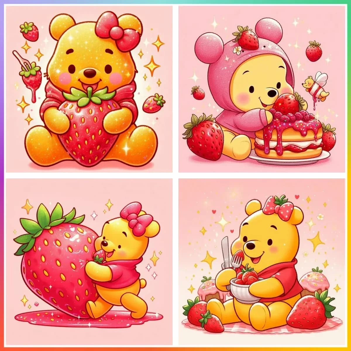 Punto croce fragola Winnie Pooh pittura diamante artigianato 5D fai da te arte mosaico ricamo modello elemento decorazioni per la casa nuovo Kit regalo