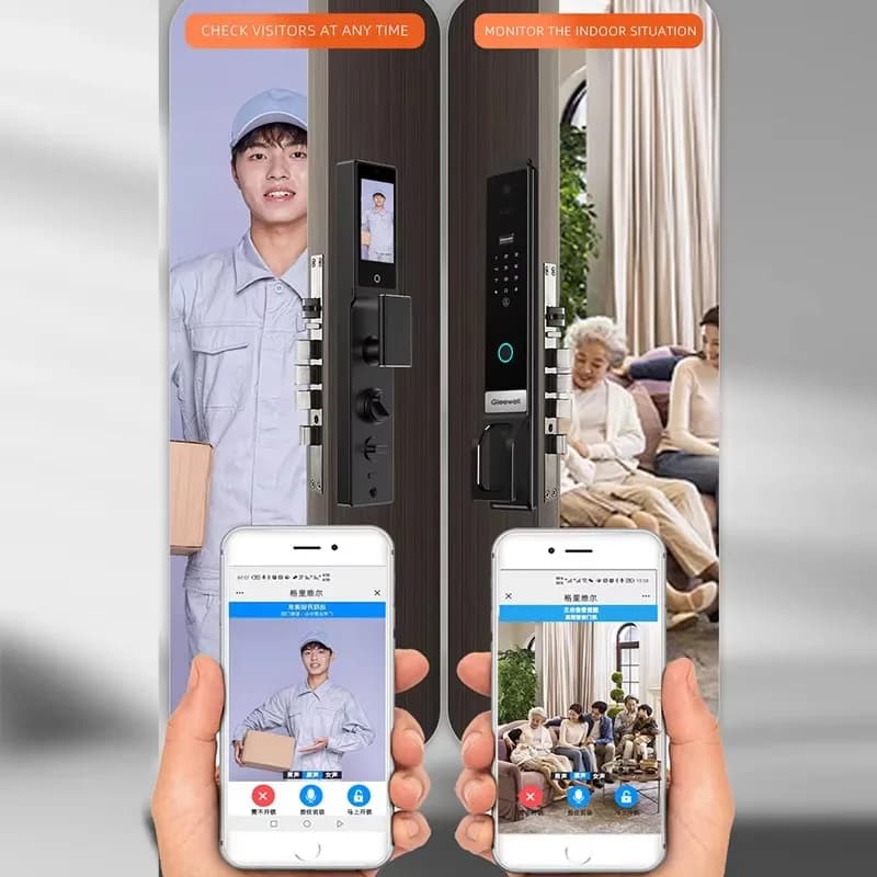 Serratura Intelligente Alexa con Riconoscimento Facciale 3D, Password, Chiave Digitale e Telecamera HD