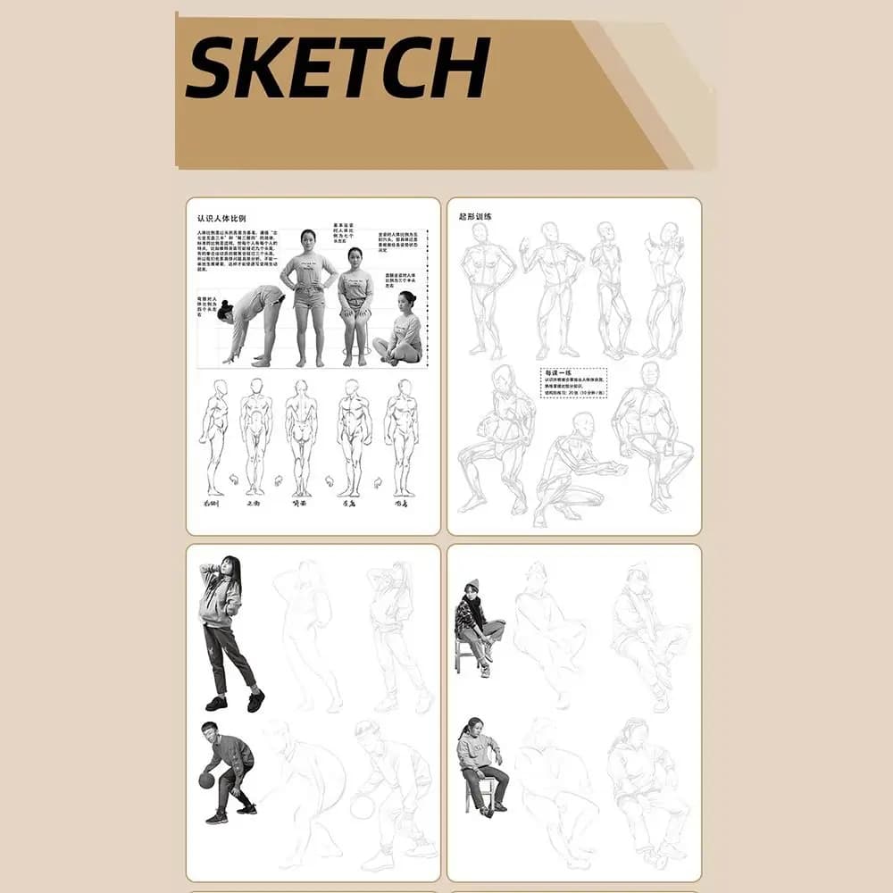 Hand Drawn Hand Painted Tutorial Book Sketching Practicing Tracing Sketch Book Learning Studying Line Draft Practice Book School