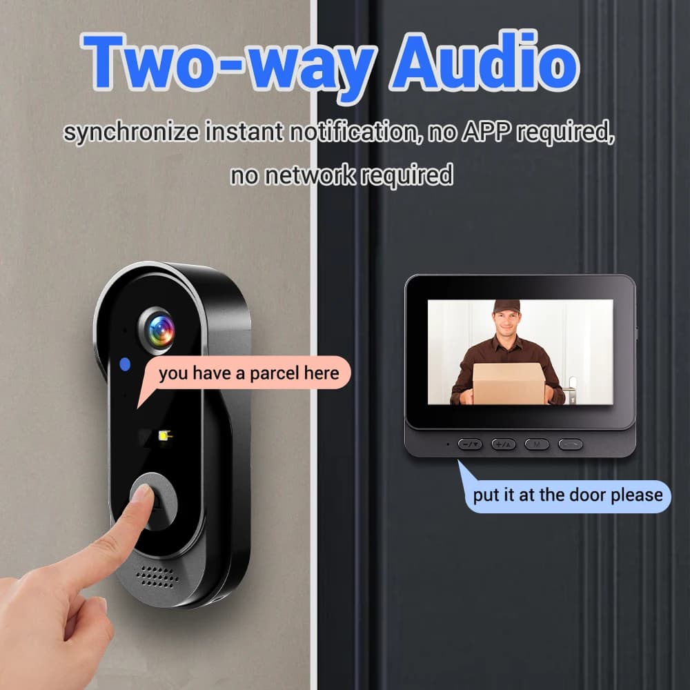 WIFI 2.4G Telecamera Campanello Videocitofono HD Campanello per porta impermeabile senza fili esterno Protezione di sicurezza Visione notturna IR Smart Home