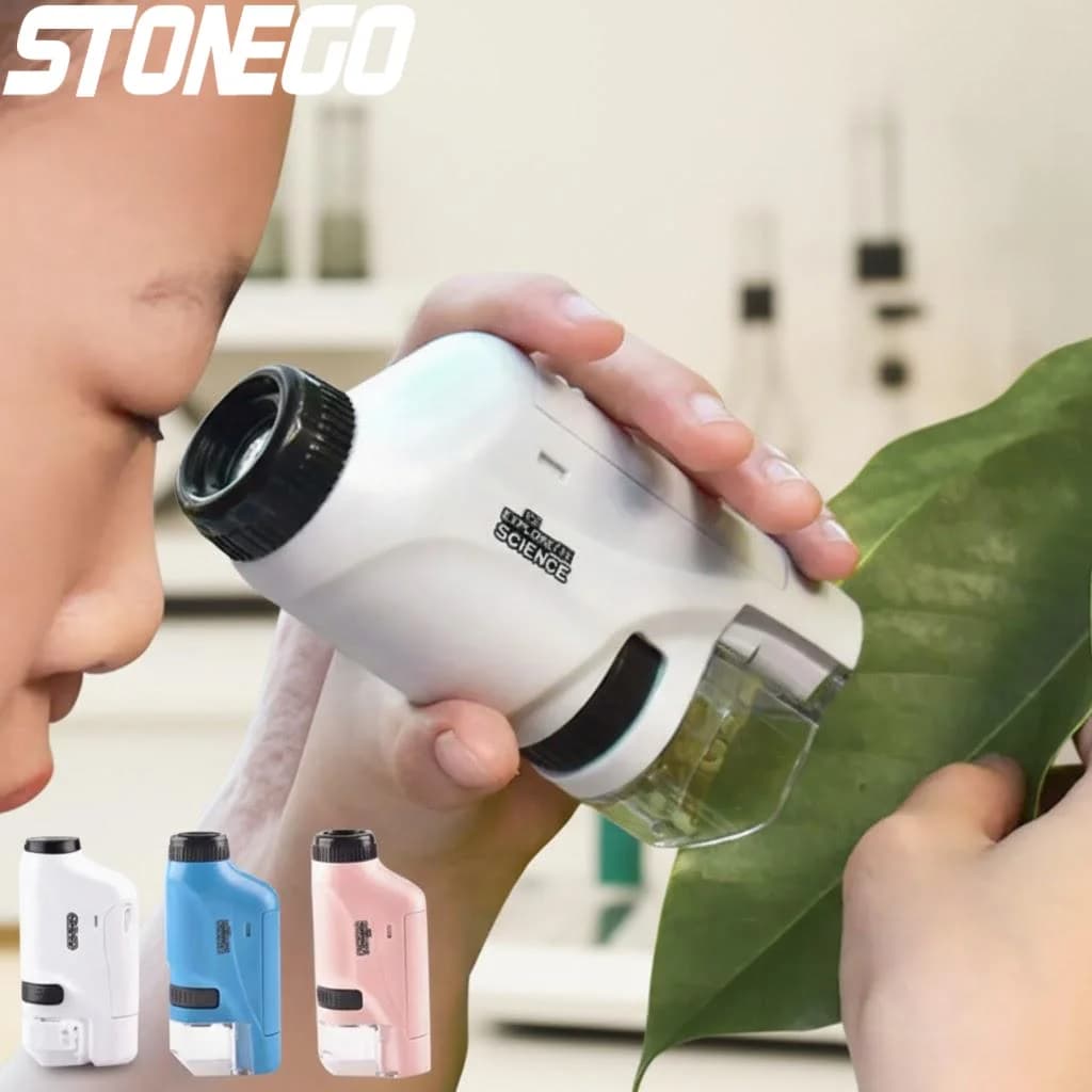 Microscopio Portatile 60X 100X Ingrandimento Lente Ottica per Osservazione Scientifica Esperimento Darwin