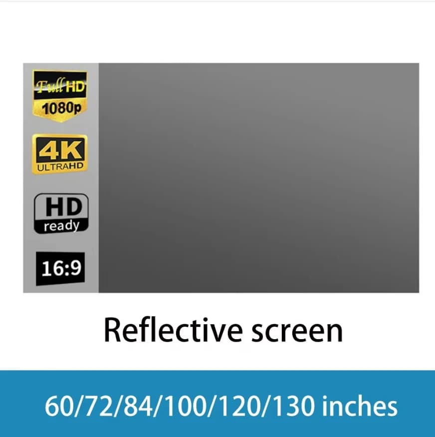 Schermo riflettente per proiezione portatile 4K da 120 pollici per tutti i videoproiettori Tende esterne domestiche Migliora la luminosità Panno per Smart TV