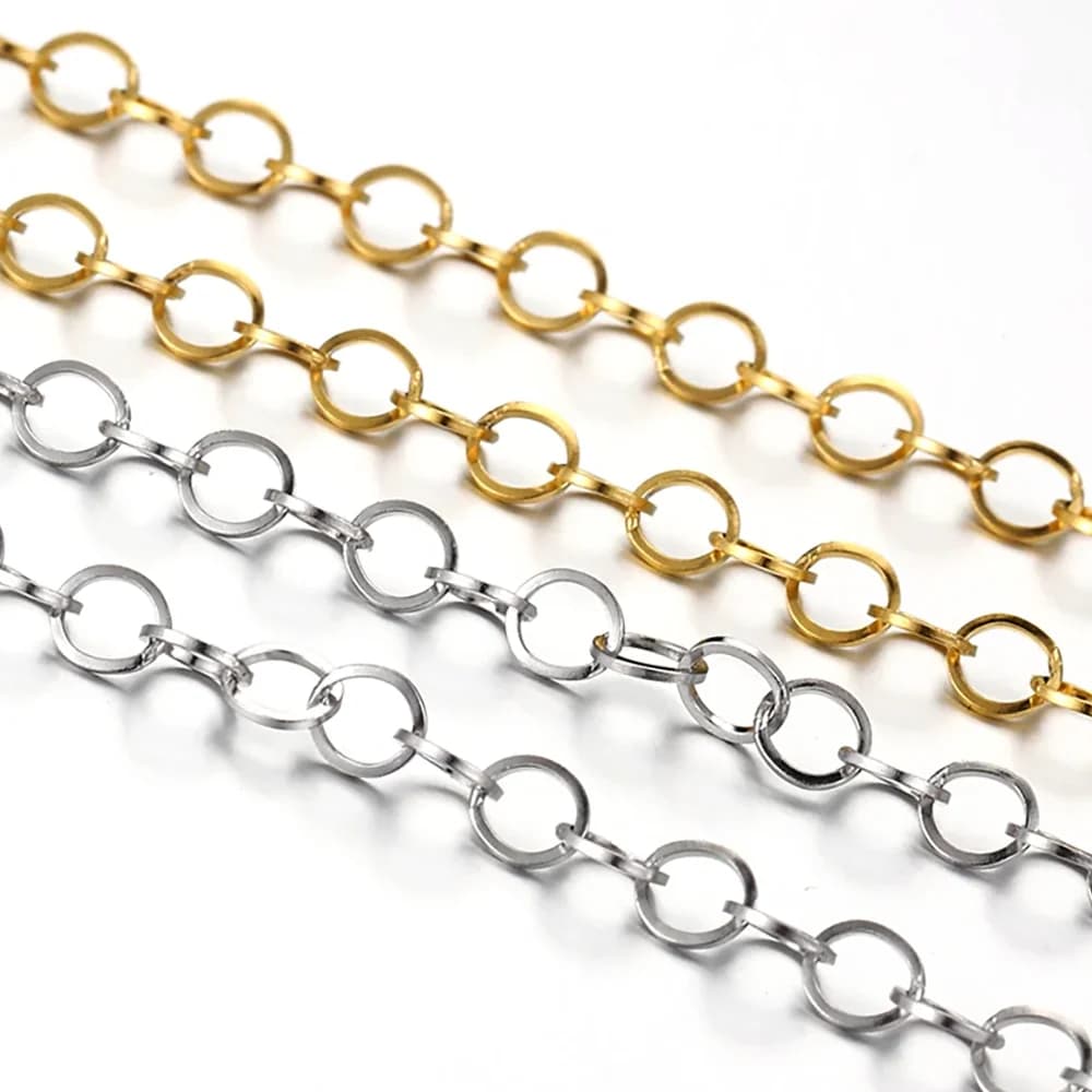 Commercio all'ingrosso 2 m/lotto catena O-ring per lucidatura in acciaio inossidabile per collana gioielli fai da te che fanno risultati forniture fatte a mano