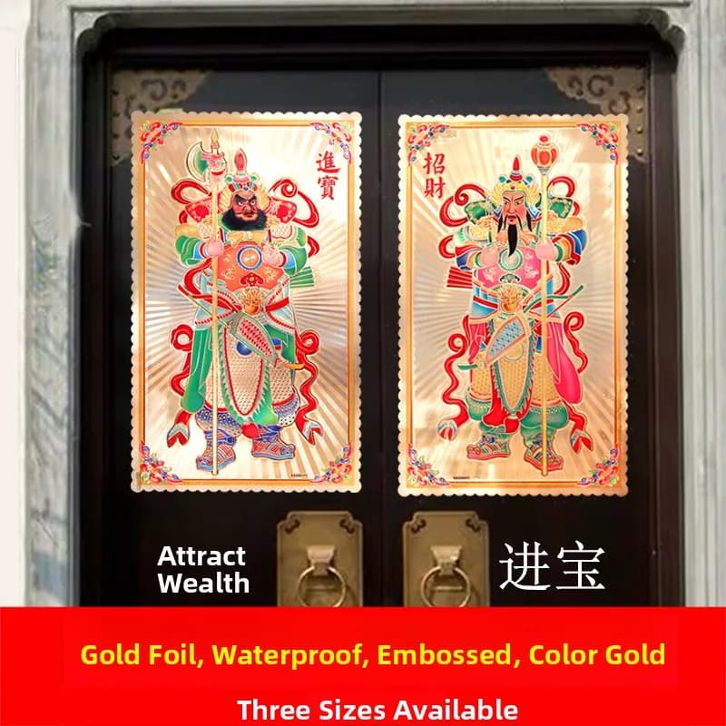 Adesivi per Porta in Lamina d'Oro, Impermeabili e Resistenti al Sole, Decorazioni per Capodanno, Poster Decorativi, Dipinti per Porte Qin Qiong Jing De