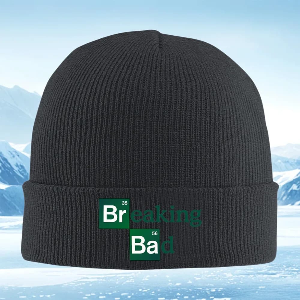 New Breaking Bad logo design text. Men Women Unisex Knitted Hat Beanie Pullover Cap Winter Thermal Warm Christmas Outdoor Cyclin
