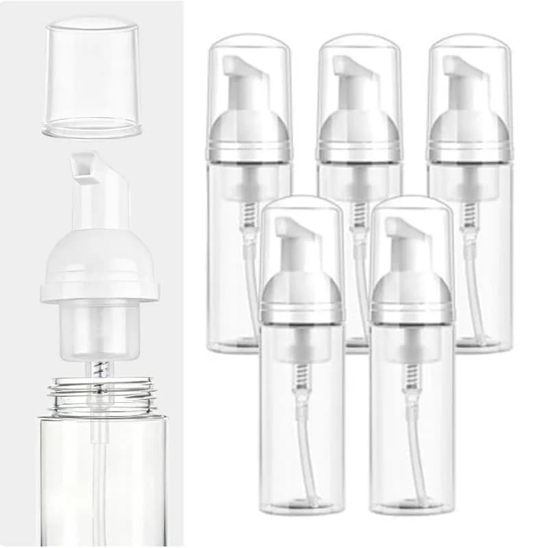 5/10 Pezzi Flaconi in Plastica da 30ml-100ml con Pompa per Sapone Schiumogeno, Dispenser Portatile Vuoto per Shampoo, Sapone Mani, Detergente