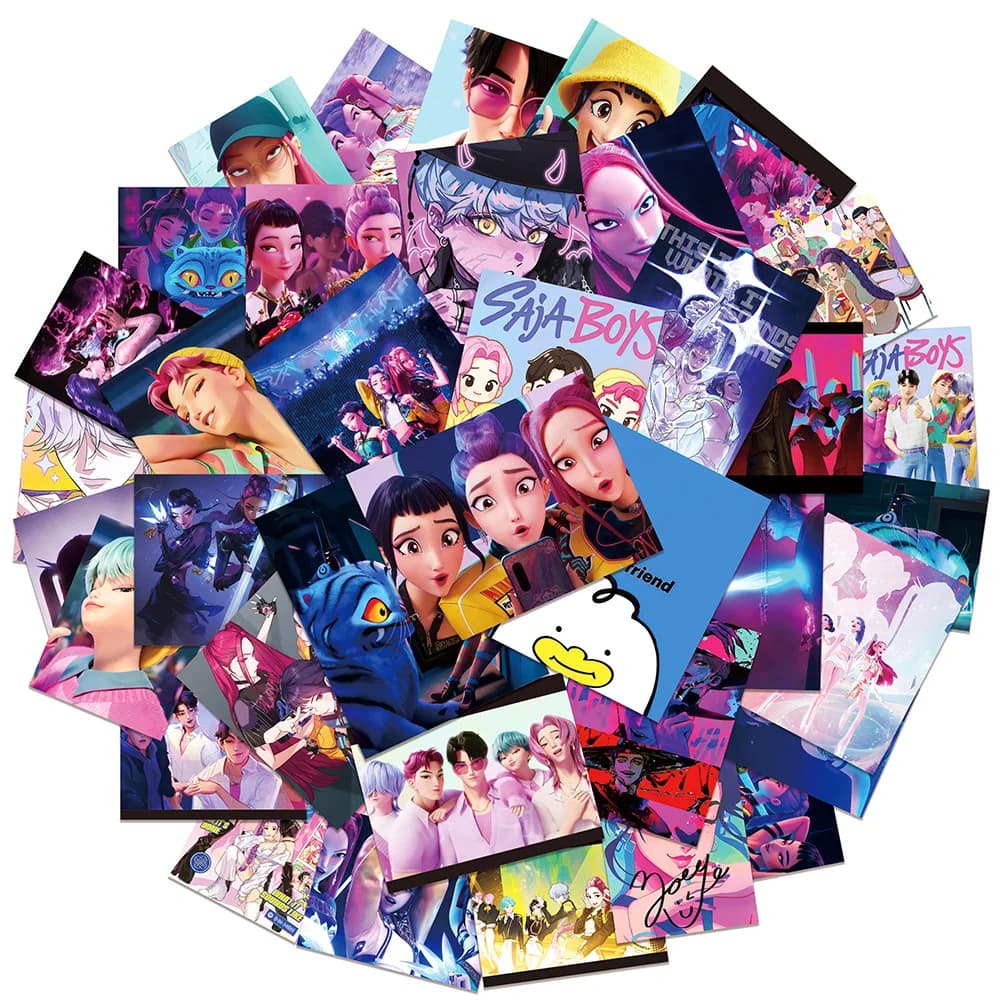 50 pezzi K-pop Demon Hunters adesivi fai da te per auto scrapbooking telefono bagagli skateboard adesivi anime impermeabili decalcomania