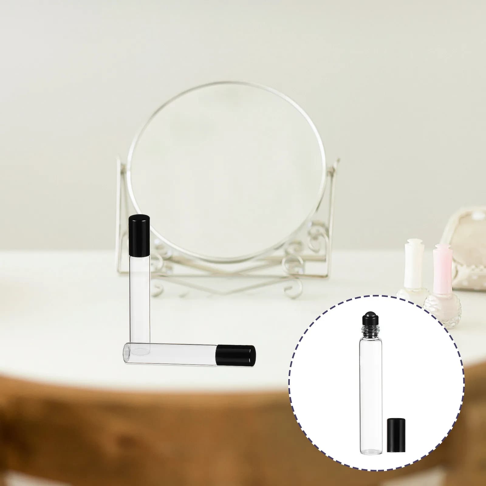 6 flaconi roll-on in vetro per oli essenziali da 10 ml, flaconi roll-on ricaricabili a prova di perdite per profumi, massaggi, aromaterapia
