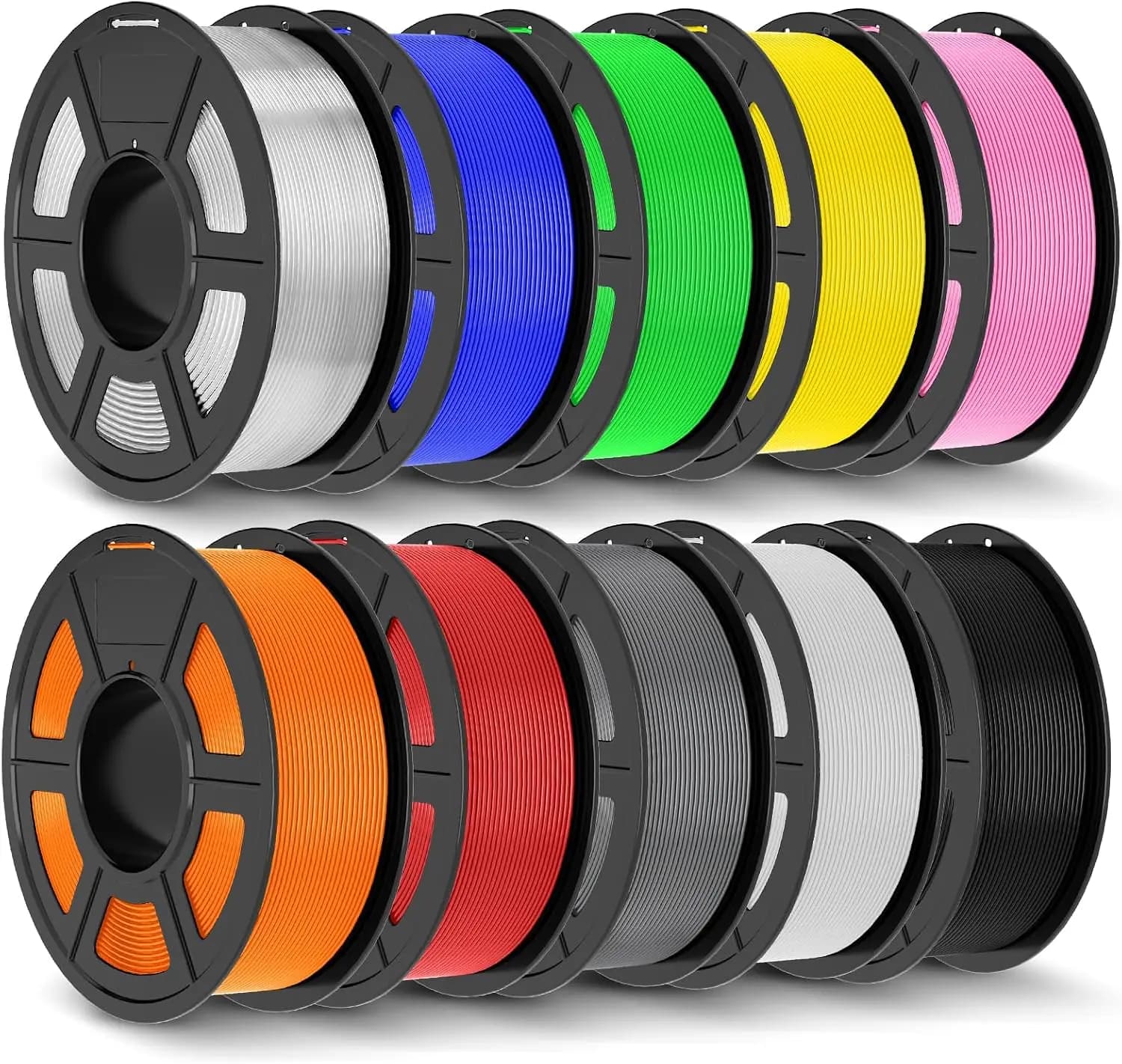 PLA+ Filament 1.75mm, 3D Printer Filament Dimensional Accuracy +/- 0.02 mm, 1.1 Kg per Spool, Black+White+Gray+Blue+Red+Green+Or