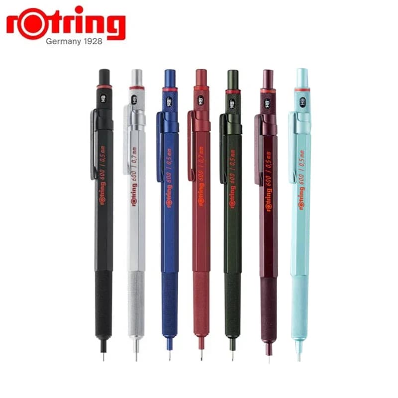 Rotring 600 Matite Meccaniche 0.5mm 0.7mm Disegno Professionale Penne per Schizzi Corpo Metallico Supporto Esagonale Materiale Scolastico d'Arte