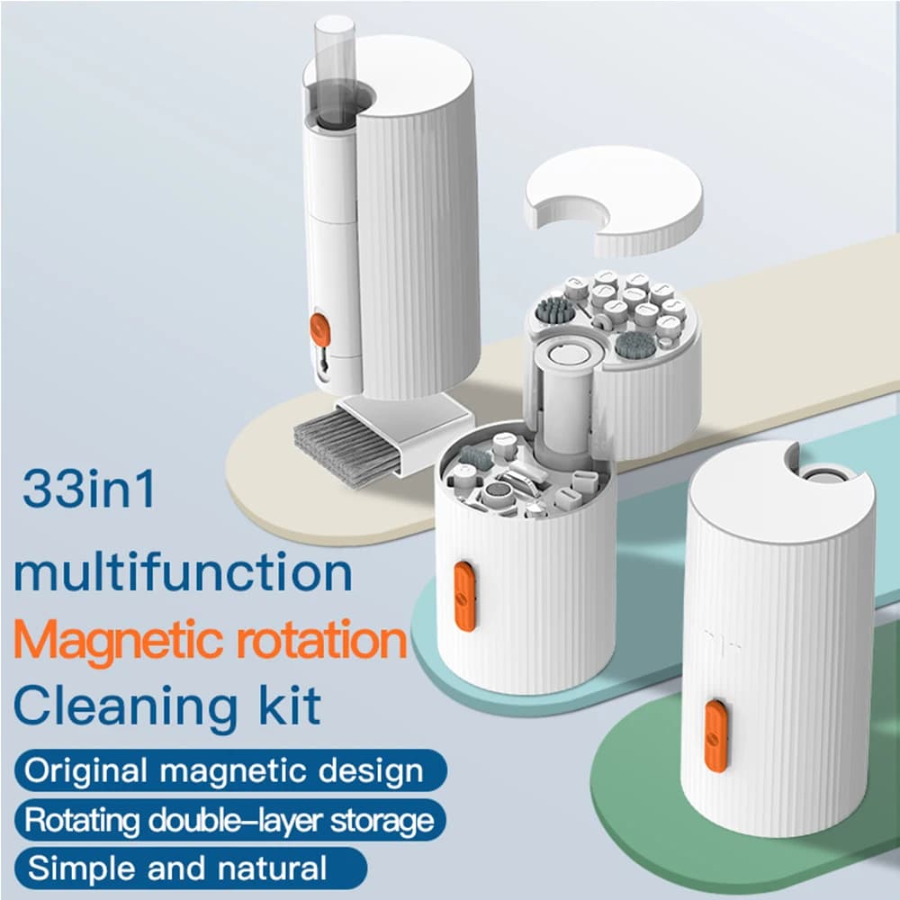 33-in-1 Magnetic Rotating Electronic Cleaning Kit All-in-One Digital Cleaner Tool Set for Keyboard Earbuds Screens Mobile Phones