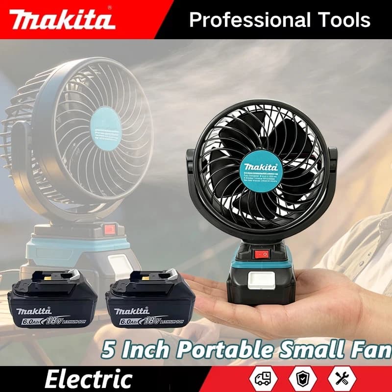 Makita Electric 5 Inch Rechargeable Mini Desk Fan 360° Rotation Portable Small Fan For Outdoor Camping Table Fan Tool