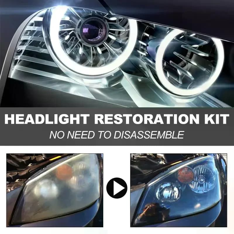 Kit di Restauro Fari in Ceramica, Detergente e Ripristinatore per Fari, Rimuovi Graffi per Coperture Fari e Fanali Posteriori Auto