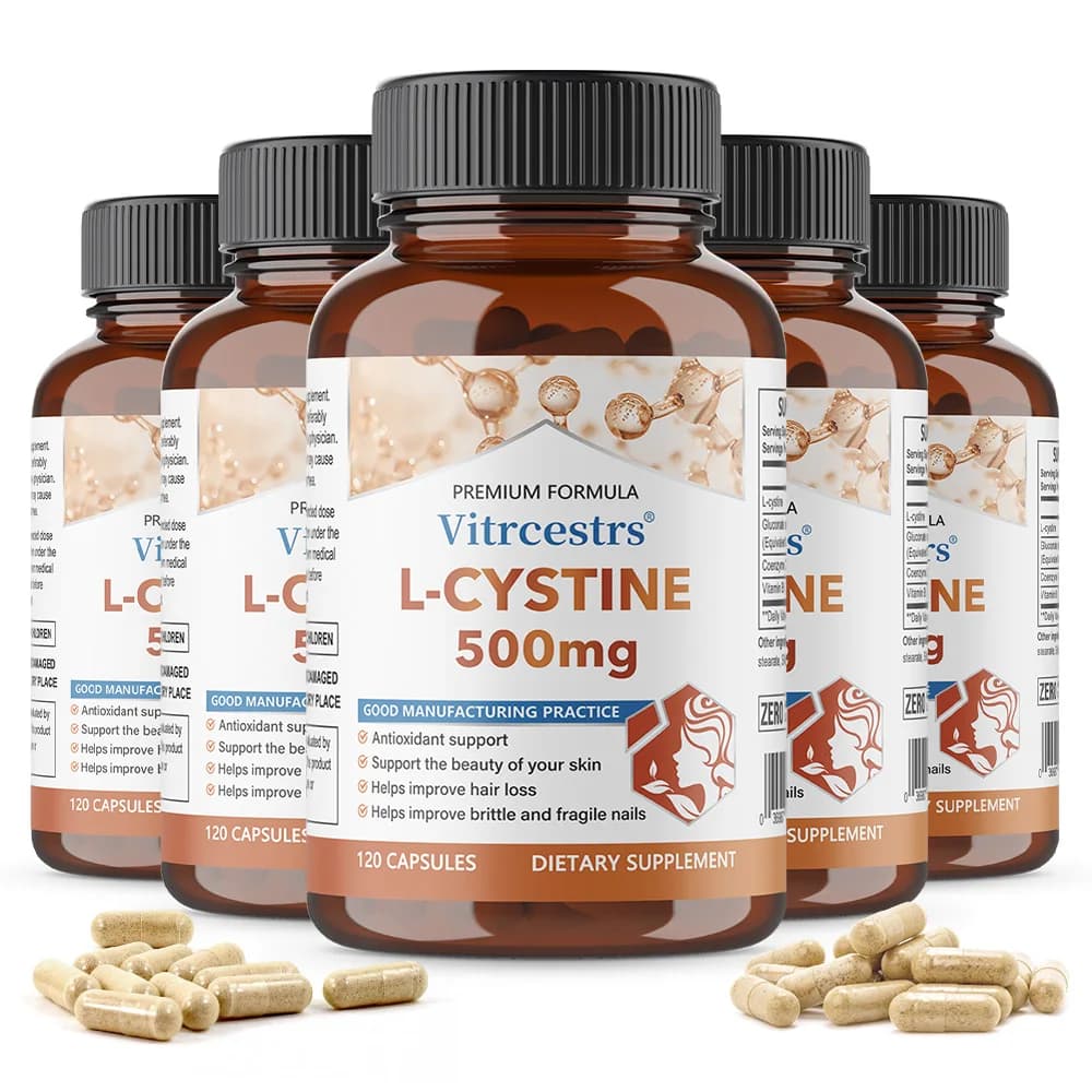 Integratori Vitrcestrs, L-Cisteina 500 Mg con Vitamina B5, Supporto Antiossidante, Favorisce la Bellezza della Tua Pelle