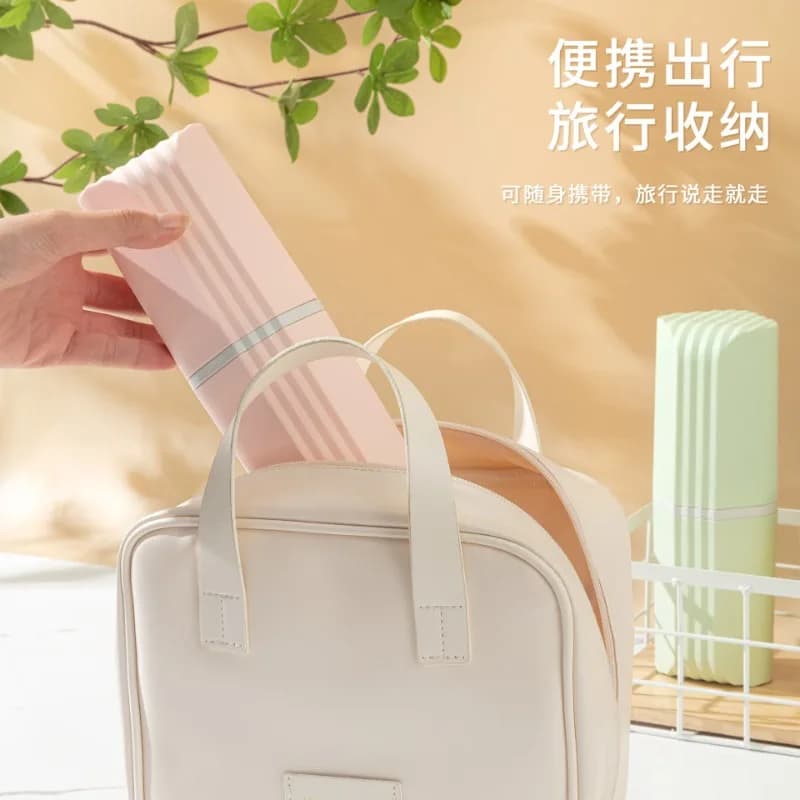 Portaspazzolino da viaggio in tinta unita con coperchio Organizzatore da bagno portatile per studenti Deposito dei denti da viaggio da campeggio all'aperto