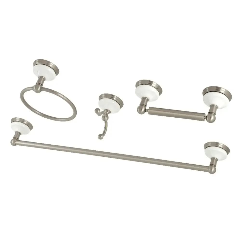 BAK1111478SN Set di accessori da bagno vittoriani da 4 pezzi con portasciugamani da 24 pollici in nichel spazzolato