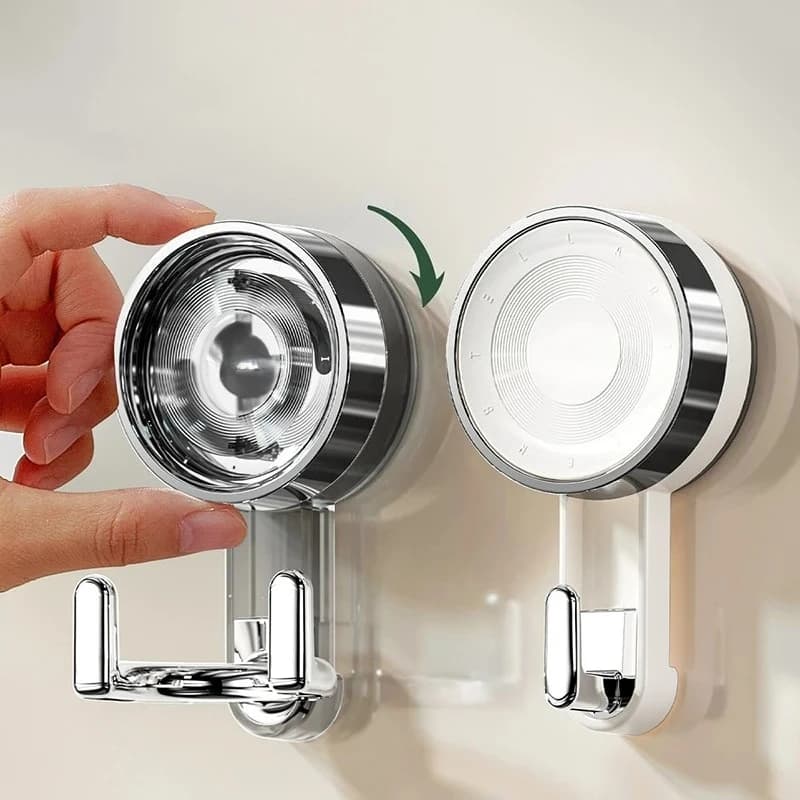 Bathroom Wall Hooks Suction Cup Vacuum Punch-free Door Hooks Key Hook Bath Wall Mounted Wall Hanger Double Hooks Storage Rack
