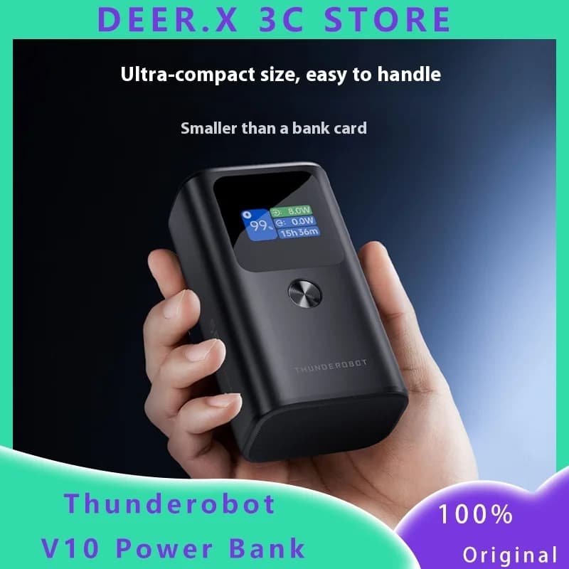 Thunderobot Power Bank V10 10000mAh 55W Caricatore portatile a ricarica rapida con schermo a colori TFT Approvato dal volo per iPhone16/Xiaomi